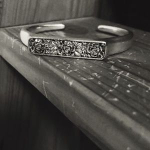 Silver Rose Cuff Bracelet